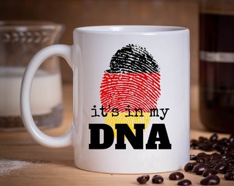 It's in my DNA Mug, Coffee Mugs with Sayings, Funny Mug, Coffee Mug, Ceramic Mug, German Gifts, German Mug,Gift for German,German Flag