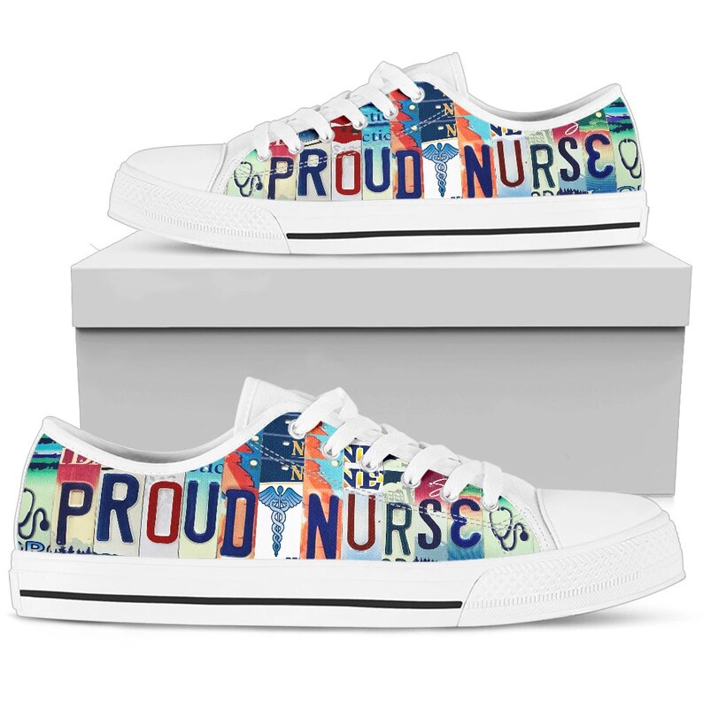 Proud Nurse Low Top Canvas Shoes Nurse Sneakers Mom Gift Etsy