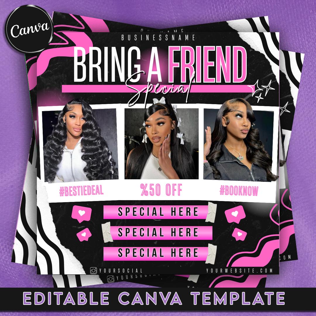 Bestie Deal Flyer | Editable Canva Template | HairStylist | Lash Tech | MUA | Nail Tech | Premade Business Flyer | Social Media Flyer