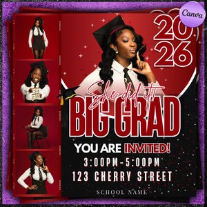 Graduation Invitation Flyer | Editable Canva Template | Class of 2026 | Graduation | Announcement | Premade Flyer | Social Media Flyer