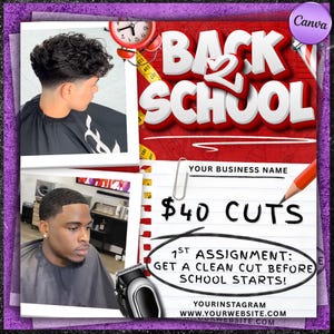 Back To School Special |Barber Booking Flyer | Haircut | Book Now | Social Media Flyer | Barbershop Business