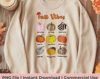 Retro Patterned Pumpkin PNG: Leopard, Plaid & Polka Dot Design, Digital Download