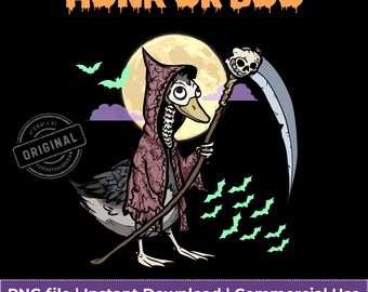 Ganso tonto, parca, Halloween PNG: Diseño de camiseta "Bocina o bufido", descarga digital