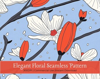 Elegante patrón floral sin costuras / Papel digital para scrapbooking, fundas de libros y papel tapiz