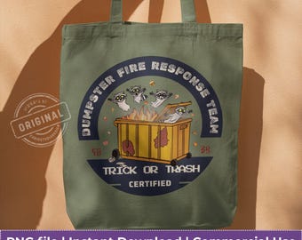 Mapaches fantasmas en llamas PNG, diseño de insignia de Halloween (descarga digital)