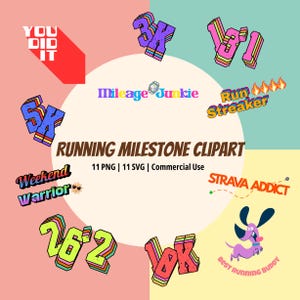 Running Milestone PNG en SVG | Runners Vibe-clipart | Benodigdheden om een hardloperscadeau te maken | Digitale stickers lopers | Direct downloaden