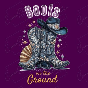 Boots on the Ground Cowgirl Boots PNG: Rhinestone Western Art, Digital Download