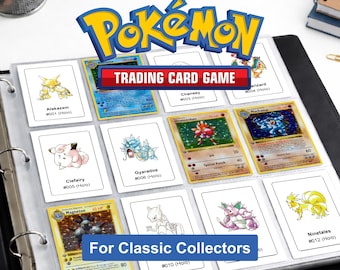 Pokemon Base Set Binder Pages Printable | Card Checklist PDF | Master Set | Instant Download