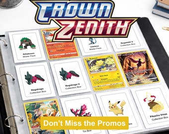 Pokemon Crown Zenith Promo Card Placeholders Printable | Promo Binder Inserts PDF | Master Set Promo Cards Organizer | Instant Download
