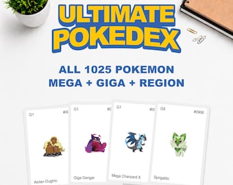 Pokemon Ultimate Pokedex Binder Pages Printable | English Edition | National Dex Card Placeholders PDF | Binder Inserts