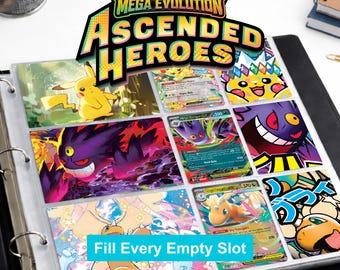 Pokemon Ascended Heroes Binder Filler Inserts Printable | Set Art Inserts PDF | Master Set Binder Organizer Cards | Instant Download