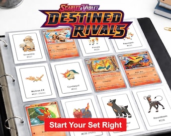 Pokemon Destined Rivals Binder Pages Printable | Card Checklist PDF | Complete Set | Instant Download