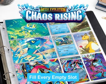 Inserti per raccoglitore di Pokémon Chaos Rising stampabili / Inserti con illustrazioni del set in PDF / Schede organizzatrici per raccoglitore del set principale / Download immediato