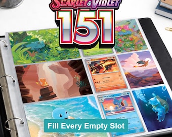 Pokemon 151 Binder Filler Inserts Printable | Set Art Inserts PDF | Master Set Binder Organizer Cards | Instant Download