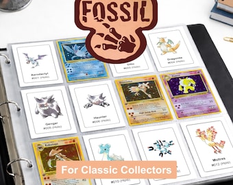 Pokemon Fossil Set Binder Pages Printable | Card Checklist PDF | Master Set | Instant Download