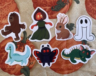 Cryptid Stickers-Mothman, Fresno Nightcrawler, Bigfoot, And More!