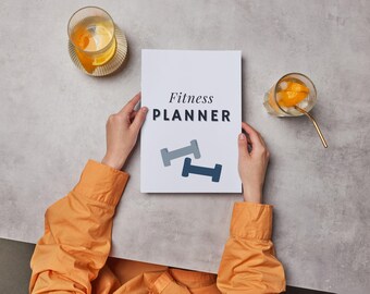 Fitness Planner - Digital - Printable - Blue and Grey