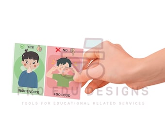 Printable Classroom Card-, Inside Voice Reminder for Students, School Behavior Visual Aid, Digital Download