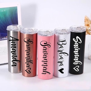 Personalized Tumbler with Straw Bridesmaid Gift Bridesmaid Tumbler Custom Insulated Tumbler Skinny Tumbler Girls Trip Bridesmaid Proposal