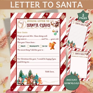 Druckbarer Brief an Santa, Weihnachtswunschliste, Liebesweihnachtspost, Weihnachtsbrief an Kinder, Weihnachtsmann Zeichnung, Weihnachtstradition, Weihnachtsbrief
