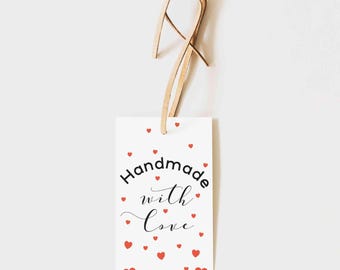Handmade with Love Digital Gift Tag, Handmade Love Heart Tag, Made with Love Craft Tag, Printable Gift Tag, Handmade with Love Tags
