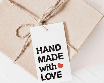 Printable Handmade with Love Tag, Digital Made with Love Gift Tag, Wedding Favor Tag, Care Package Gift Tag,