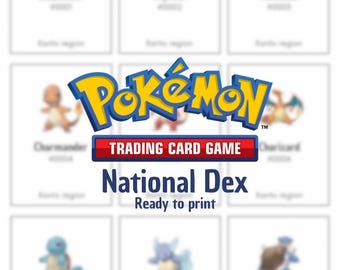 Printable National Dex Pokémon Binder Placeholder Collection – Bulbasaur to Pecharunt – Digital Download