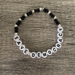 Save Democracy Bracelet, Activist Bracelet, Free Speech, Eat The Rich, Political Corruption, Political Statement, Anti Facisim, No Kings