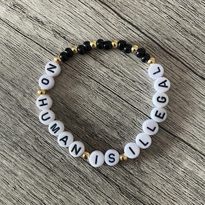 No Human is Illegal Political Bracelet, Activist Bracelet, Free Speech Bracelet, Eat the Rich, Political Statement, Political Corruption,