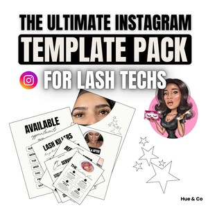 Lash Tech Canva Instagram-sjablonen: bewerkbare socialmedia-contentbundel voor wimperartiesten | Marketingkit voor beautybedrijven
