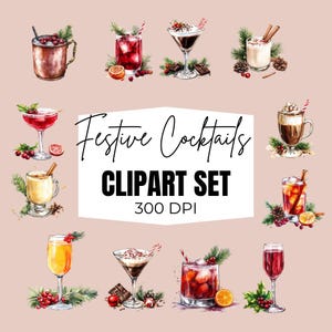 Festliche Cocktails Clipart, Weihnachten PNG, Weihnachten, Sublimation PNG