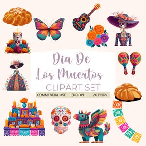 Dia De Los Muertos Clipart, PNG Graphics, Day of the Dead, Papel Picado,La Catrina