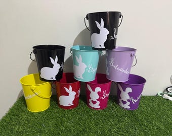 Easter metal bucket personalised Easter hunt my first Easter cool Easter bunny