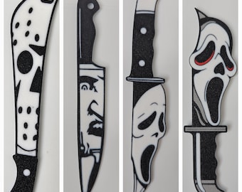 Horror Knife Bookmark Set - 3D Printed Slasher Knives Ghostface Jason Freddy Halloween Scream Friday 13th Nightmare on Elm Street