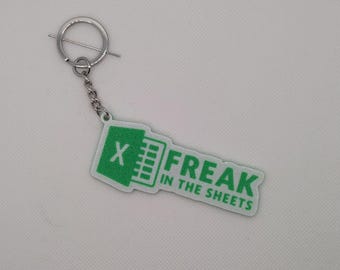 Excel "Freak In The Sheets" Keyring - Funny 3D Printed Keyring - with 25mm Ring - Office Work Spreadsheet Humour IT Computing