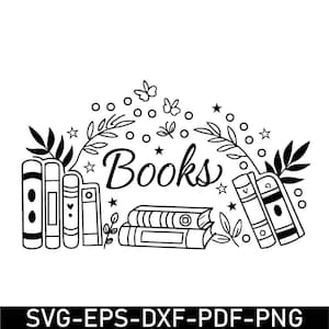 Celestial Floral Books SVG – Magic Library Bookshelf Quote Design for Tote Bags & Book Lovers (svg, dxf, eps, pdf, png)