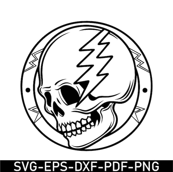 Grateful Dead Stealie Svg, Steal Your Face Svg, Skull Lightning