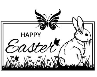 Vrolijk Pasen Svg, Floral Bunny SVG, lentebloemen Svg, Pasen Shirt Svg, Cricut Cut-bestanden, sublimatie PNG, Pasen SVG-bundel