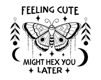 Witch Svg, Witchy Vibes Svg, Witchcraft Svg, Halloween Witch Svg Design, Moon Phase Svg, Moth Svg, Dark Humor Png, Svg, Png, Eps, Dxf, Pdf