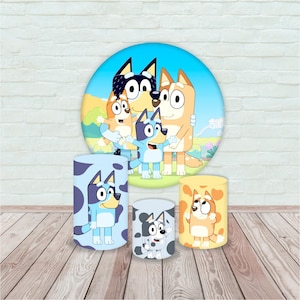 Cartoon Backdrop and 3 cylinders Cover (4 pieces) Arch Backdrop Cover Photo Photography Background Cylinder Cover Cartoon