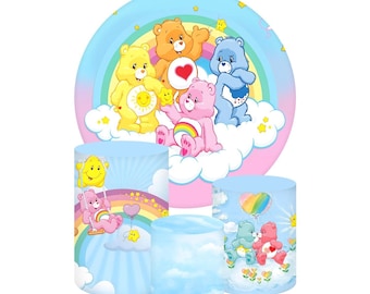 Care Bear Backdrop and Cylinder Covers Backdrop Photography Background Cylinder Cover Cartoon