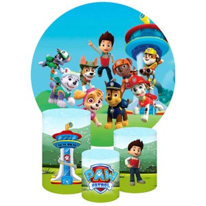 Dogs Round Backdrop and Cylinders Cover Round Backdrop Photography Background Cylinder Cover Cartoon
