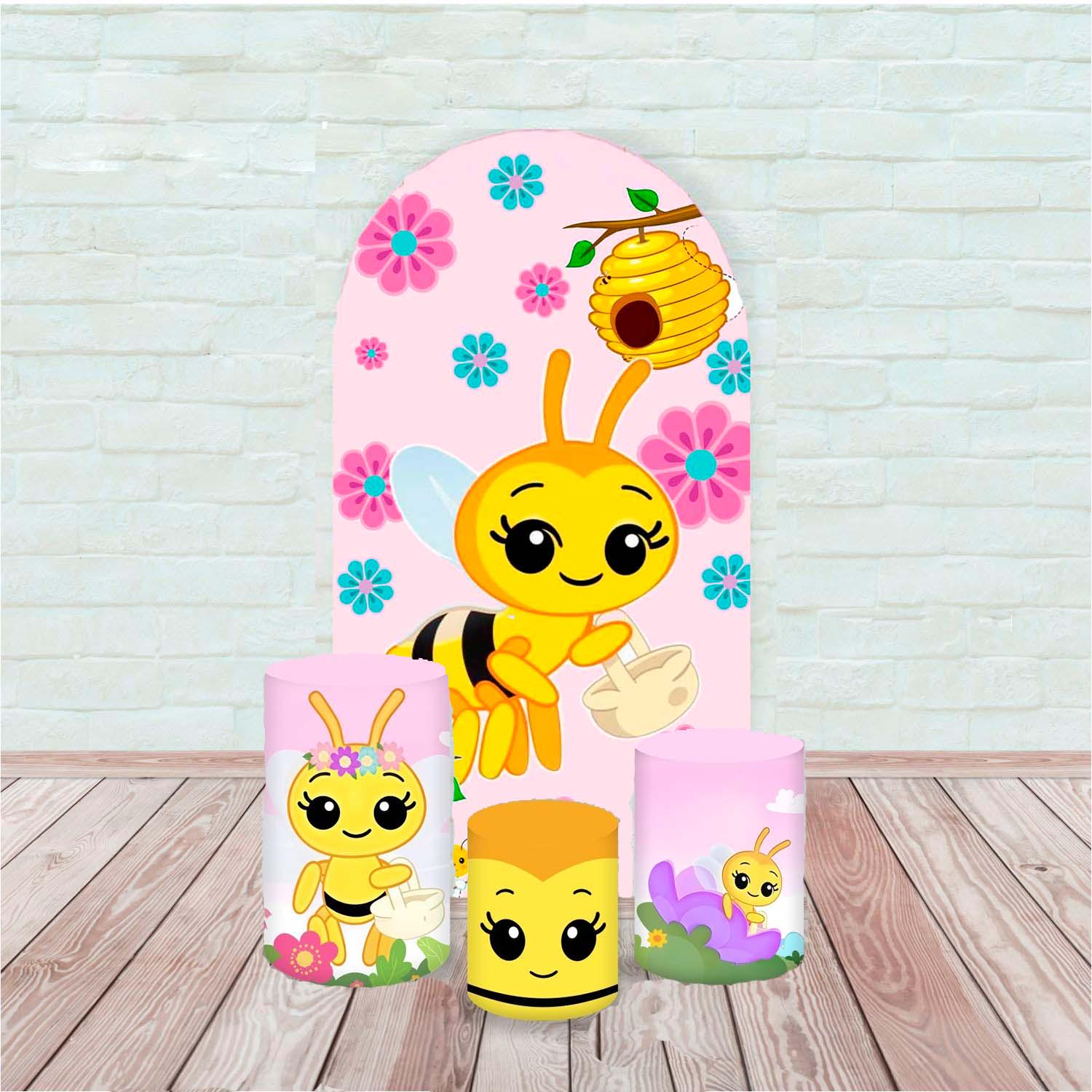 Bee Arch Backdrop Cover and Cylinder Covers Backdrop Photography Background Cylinder Cover Cartoon