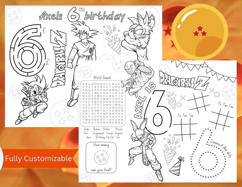 Dragon Ball Z Birthday Activity Coloring Page - Etsy Australia