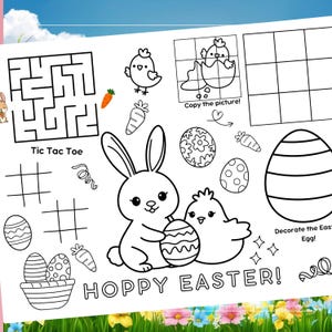 Easter Coloring Placemat: Kids Party Favor (Printable DIY Page