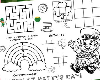 Mantel individual para colorear del Día de San Patricio: Recuerdo de fiesta para niños (página imprimible DIY)