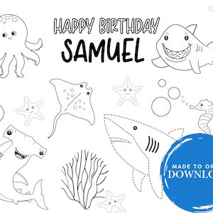 Under the Sea Birthday Activity Coloring Page | | Kids Birthday Coloring Placemat | Printable Custom Coloring Placemat | DIY Party Favor