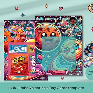 Carte de vœux géante Out of This World pour enfants - Modèle sur toile 11 x 14 | Carte Saint Valentin