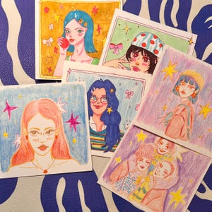 Hand-Drawn Portrait Card: Custom Family, Pet Illustration Gift