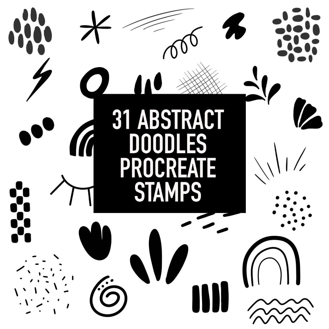31 Abstract Doodles Procreate Stamps Brush Set (digital Download) - Etsy
